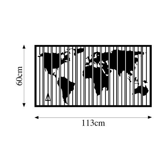 Wallity Metalna zidna dekoracija, Wold Map - 282 L slika 6