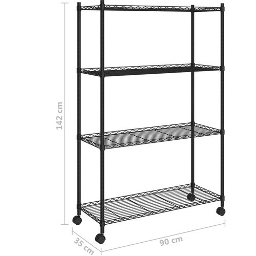 Police za pohranu s 4 razine 90 x 35 x 142 cm crne 200 kg slika 7