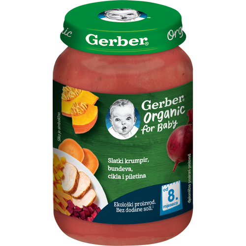 Gerber Organic for Baby Kašica slatki krumpir, bundeva, cikla i piletina 190g slika 1