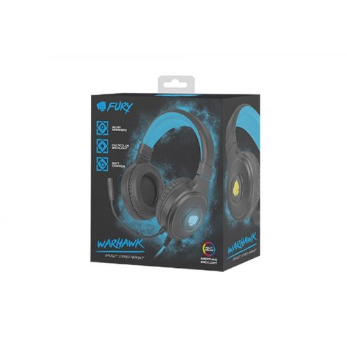 Natec NFU-1585 FURY WARHAWK, Gaming Headset with Volume Control, 3.5mm Stereo, LED Backlit (USB), Black/Blue slika 4