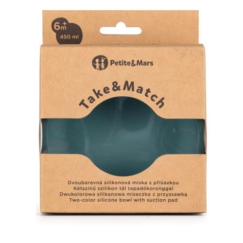 PETITE&amp;MARS Silikonska zdjelica s vakuumom 450 ml Take&amp;Match 6 m+, Misty Green slika 4