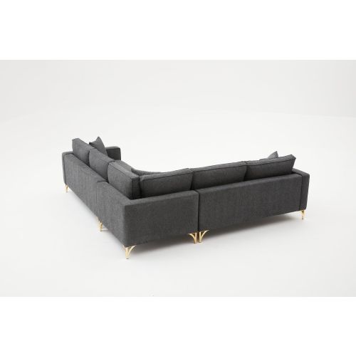 Atelier Del Sofa Kutna garnitura, Antracit Zlato, Berlin - Anthracite, Gold slika 7