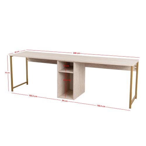 Twin Study Desk - Traverten Traverten 
Gold Study Desk slika 9