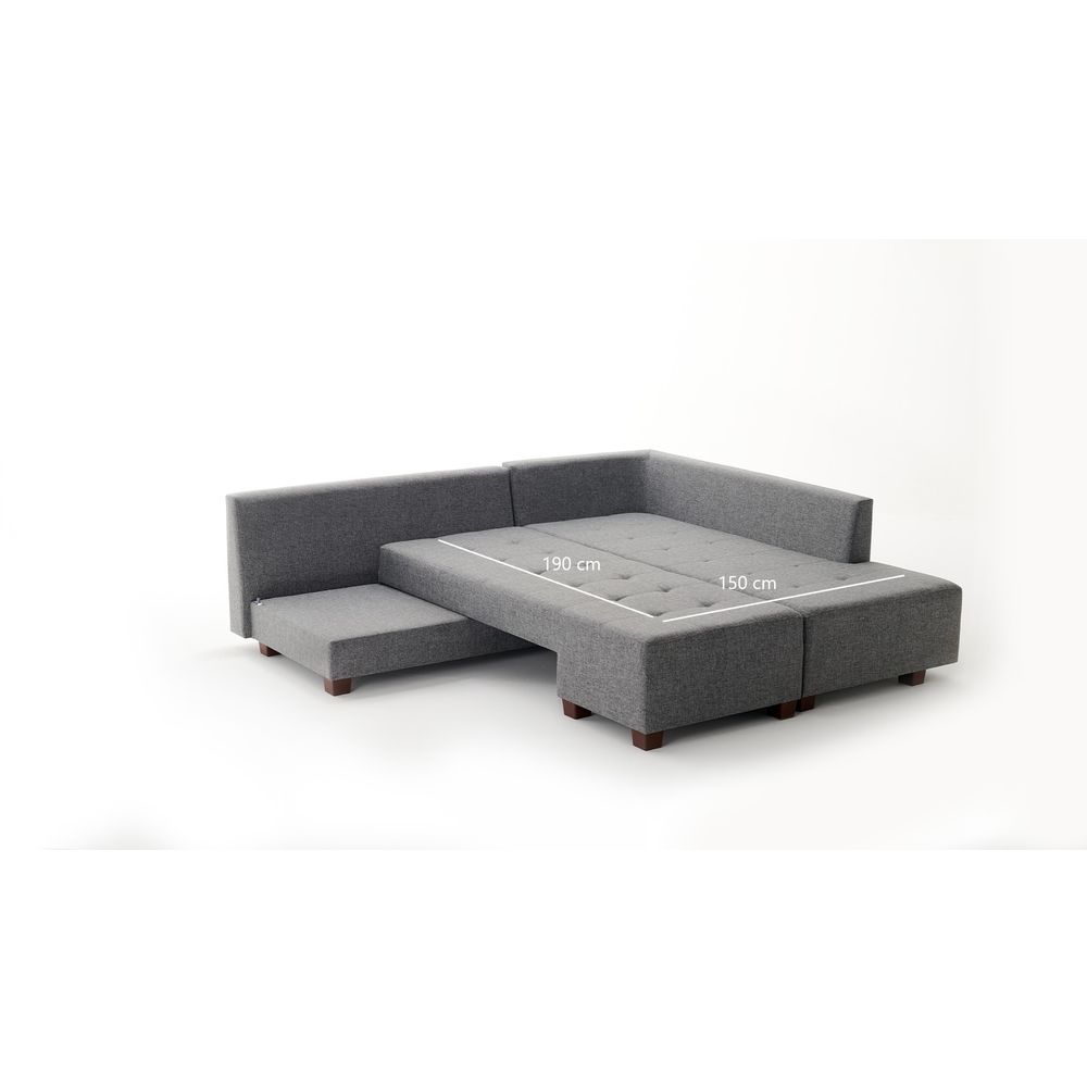 Ugaona Sofa na Razvlačenje Manama - Desni Kut, Siva slika 8