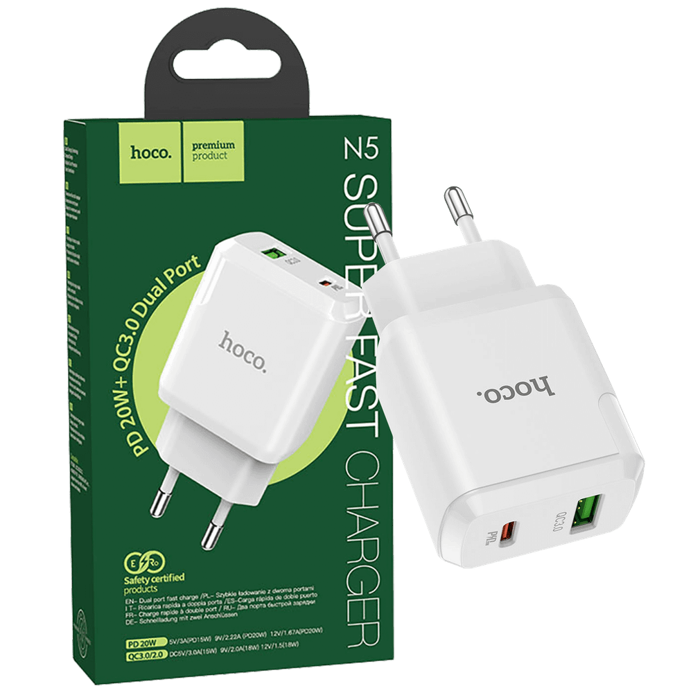 hoco. Punjač kućni, brzi, PD 20W, QC3.0 18W - N5 Favor White slika 1