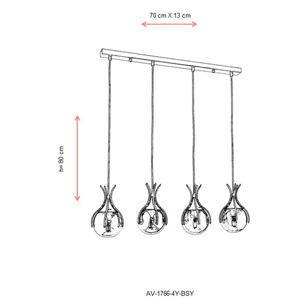 Elegantni Luster AV-1766-4Y-BSY u Crno-Brončanoj Boji slika 6
