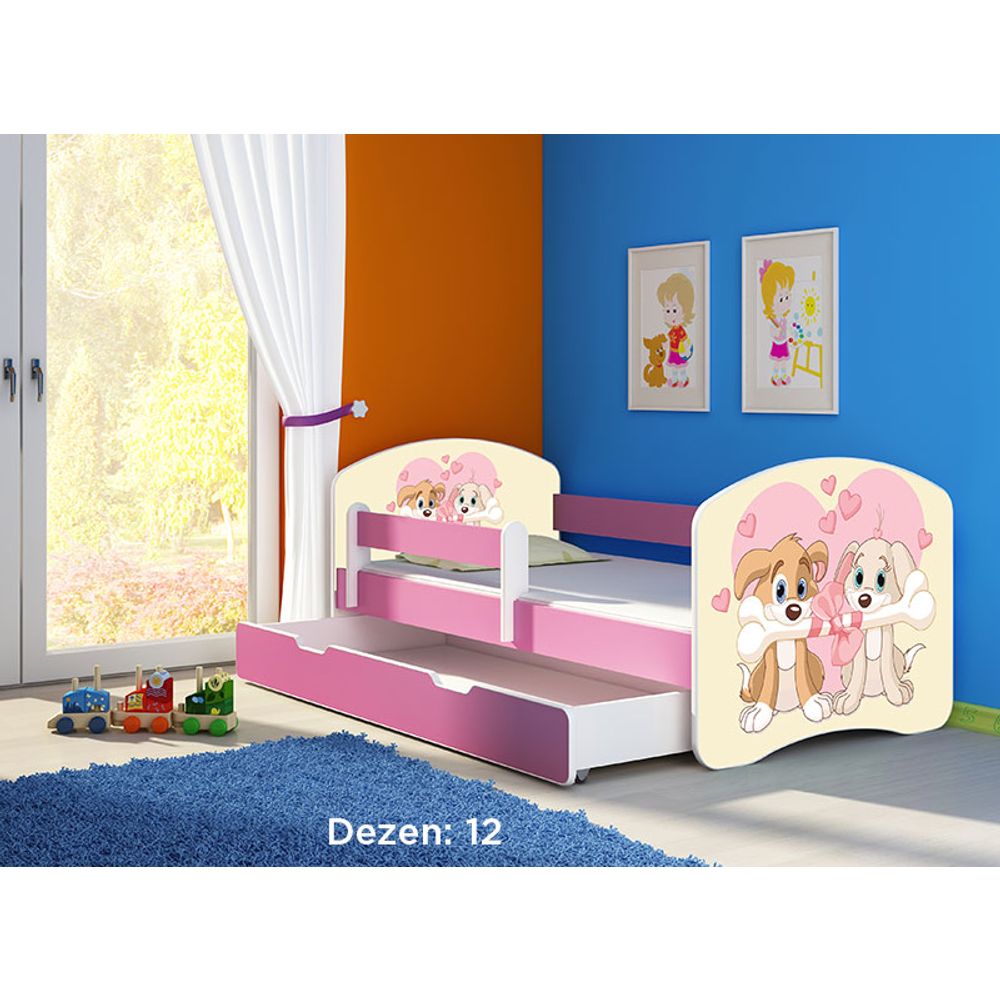 ACMA Dječiji krevet Acma II sa ladicom Pink - 140x70cm - Dezen 12 slika 2