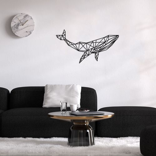 Wallity Metalna zidna dekoracija, Whale 1 - Black slika 1