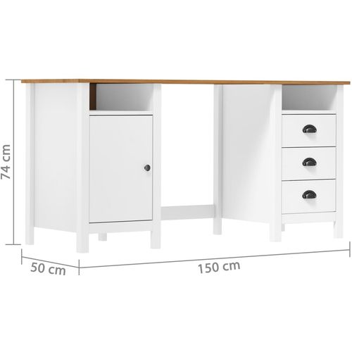 Radni stol Hill bijeli 150 x 50 x 74 cm od masivne borovine slika 40