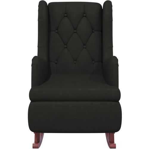 Fotelja s nogama za ljuljanje od kaučukovca crna baršunasta slika 4