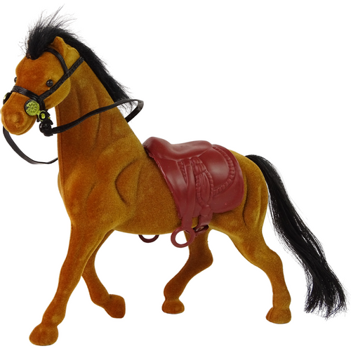 Figurica smeđi baršunasti konjić sa smeđim sedlom slika 1