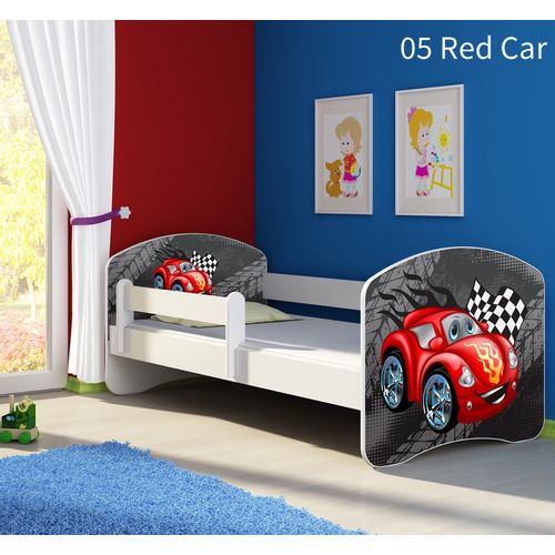 Dječji krevet ACMA s motivom, bočna bijela 140x70 cm 05-red-car slika 1