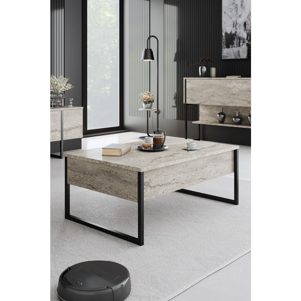 Luxe Set - Travertin, Crni Travertin: Set namještaja za dnevnu sobu slika 6