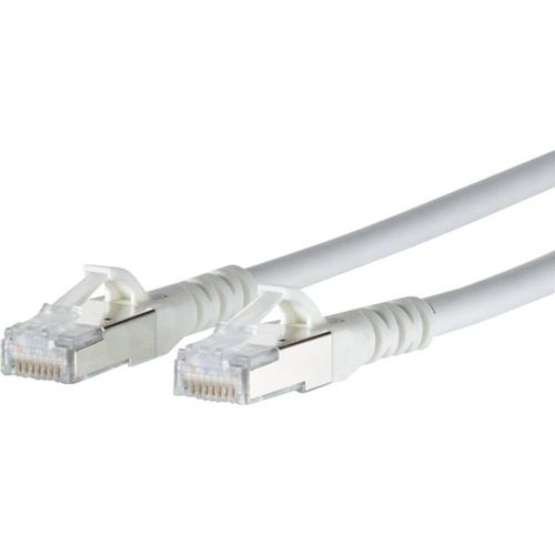 Metz Connect 1308453088-E RJ45 mrežni kabel, Patch kabel cat 6a S/FTP 3.00 m bijela sa zaštitom za nosić 1 St. slika 1