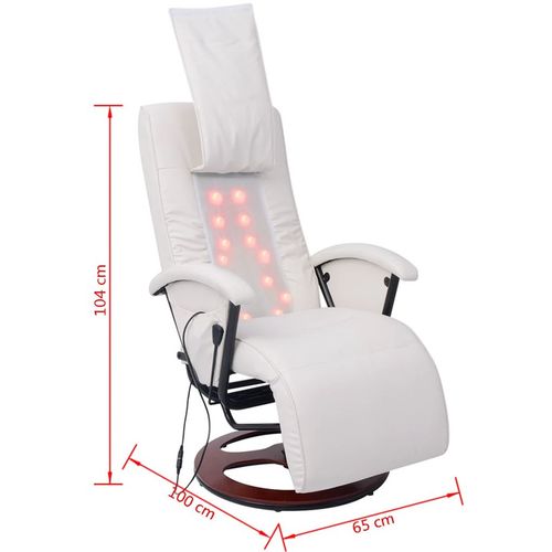 Shiatsu masažna fotelja od umjetne kože bijela slika 24