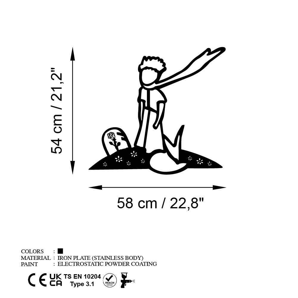 Decorative metal wall accessory The Little Prince 3, colour: black slika 6