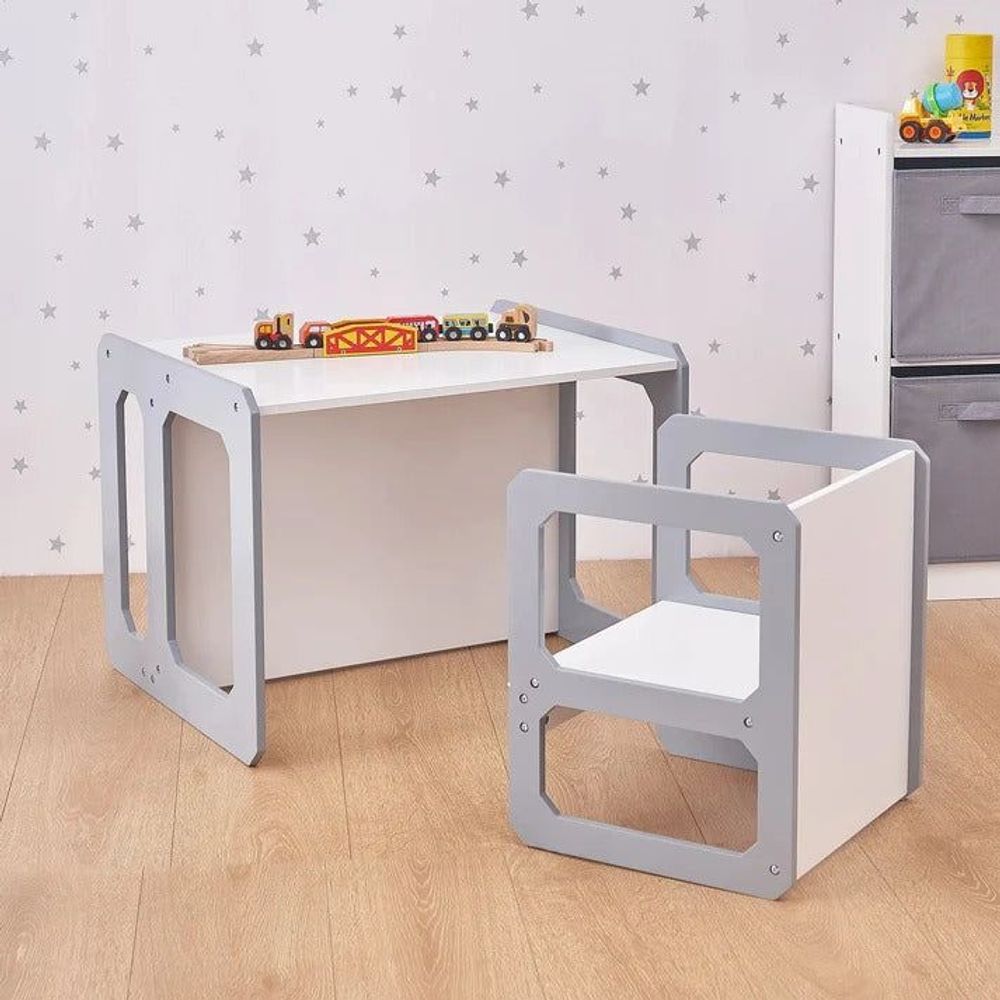 Kinder Home Multifunkcionalni dječiji sto i stolica Montessori, Bijeli/Sivi slika 18