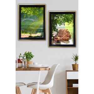 CSAC7436502515552 Multicolor Decorative Framed Painting (2 Pieces)