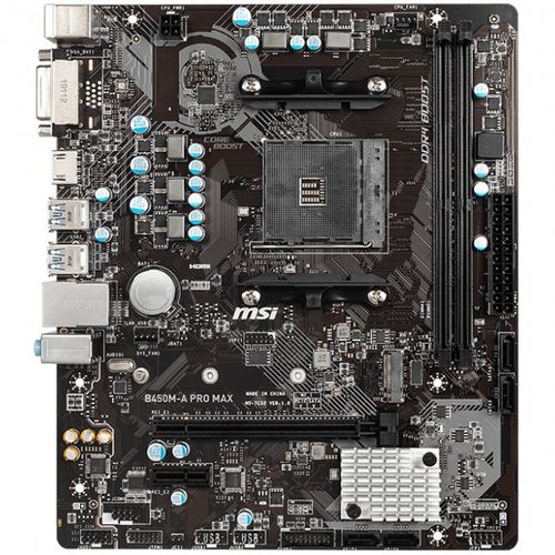 MSI Main Board Desktop B450M-A PRO MAX (SAM4, 2xDDR4, 1xPCI-Ex16, 1xPCI-Ex1,6 x USB3.2, 6 x USB2.0, 4xSATA III, M.2, DVI-D, HDMI, GLAN) mATX Retail slika 2