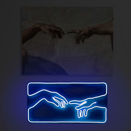 Wallity Ukrasna plastična LED rasvjeta, Creation of Adam - Blue slika 9