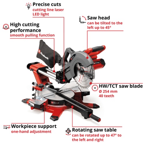 Einhell  TE-SM 36/10 L Li-Solo, akumulatorska potezna preklopna pila slika 3