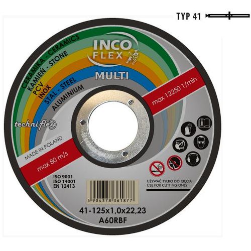 Incoflex univerzalna rezna ploča za metal / PVC / beton 125 x 1,0 mm Multi slika 1