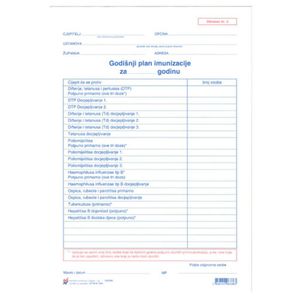 III-6-19/A GODIŠNJI PLAN IMUNIZACIJE (Obrazac 3); List, 21 x 29,7 cm