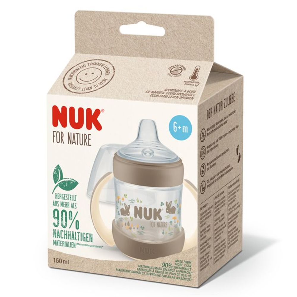 NUK Prelazna flašica For Nature sa indikatorom temperature 6m+ 150ml, Bež slika 2