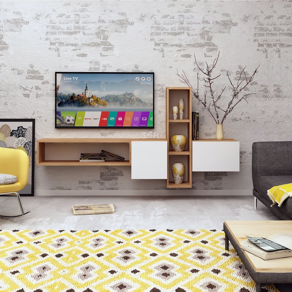 TV Komoda Kumkuat Oak u Bijeloj Boji slika 2
