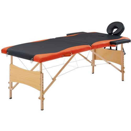 Sklopivi masažni stol s 2 zone drveni crno-narančasti slika 26