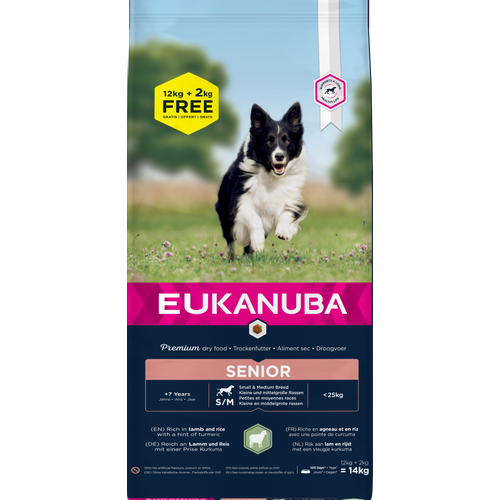 Eukanuba Senior Small&Medium breed, janjetina s rižom 12 kg + 2 kg GRATIS slika 1