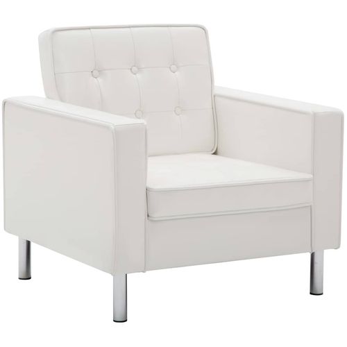 Fotelja od umjetne kože bijela slika 2
