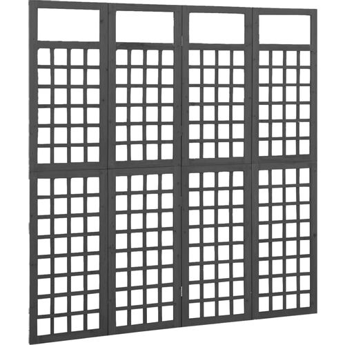 Sobna pregrada / rešetka s 4 panela od jelovine 161x180 cm crna slika 2