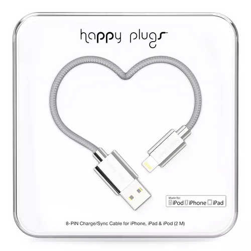 Happy Plugs, Lightning kabel 2.0m, Silver slika 1