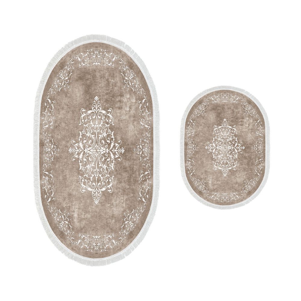 Set Kupatilskih Prostirki Beige Beige/White (2 Komada) slika 2