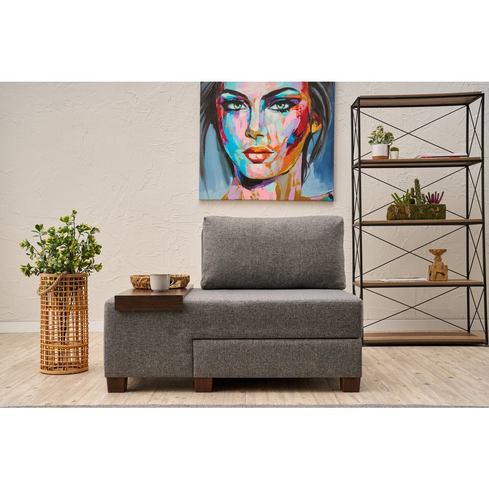 Perenna Linen Left - Sivi Sofa-Krevet sa Jednim Sjedištem slika 1