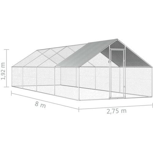 Vanjski kavez za kokoši od pocinčanog čelika 2,75 x 8 x 1,92 m slika 14