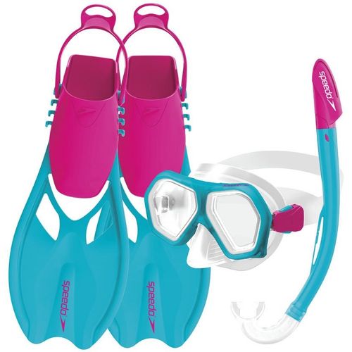 Speedo dječji set za ronjenje LEISURE JNR DUAL LENS AND FINS SET AQUASPLASH/PINK slika 1