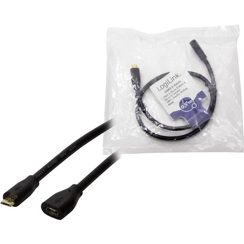 LogiLink USB kabel USB 2.0 USB-Micro-B utikač, USB-Micro-B utičnica 0.50 m crna  CU0120 slika 3