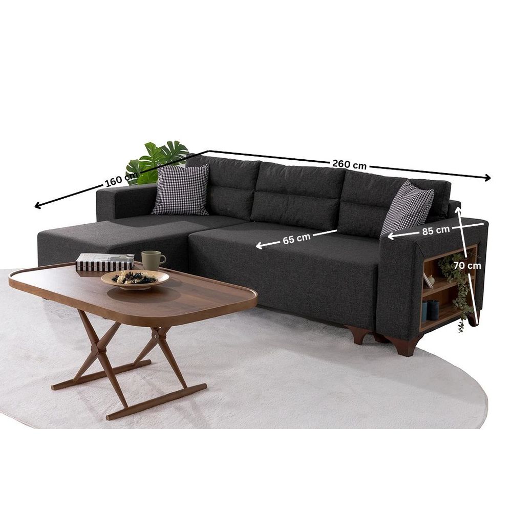 Ugaona Sofa Tloft Mini - boja: antracit slika 11