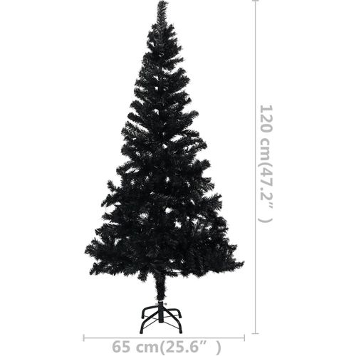 Umjetno božićno drvce LED sa stalkom crno 120 cm PVC slika 15