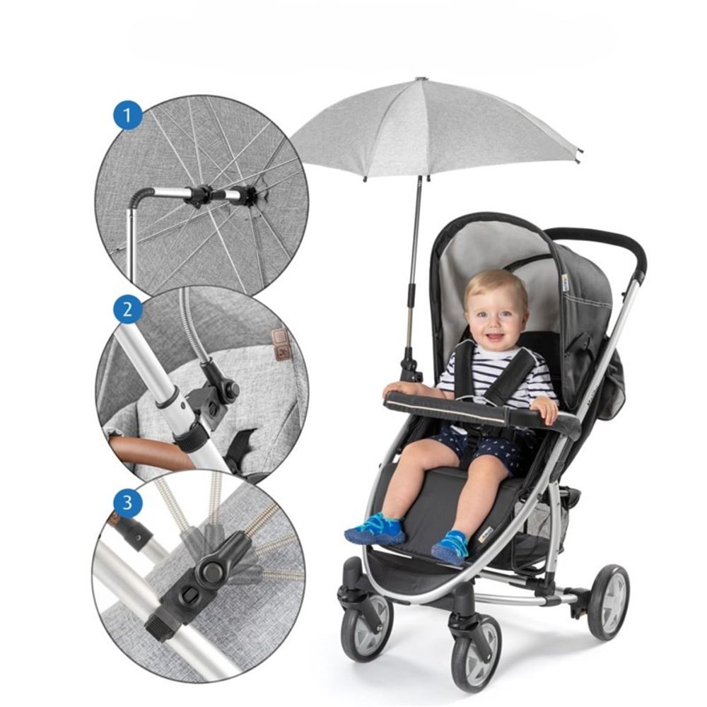 Reer Kišobran za dječija kolica ShineSafe+ 84181, Melange Grey slika 3