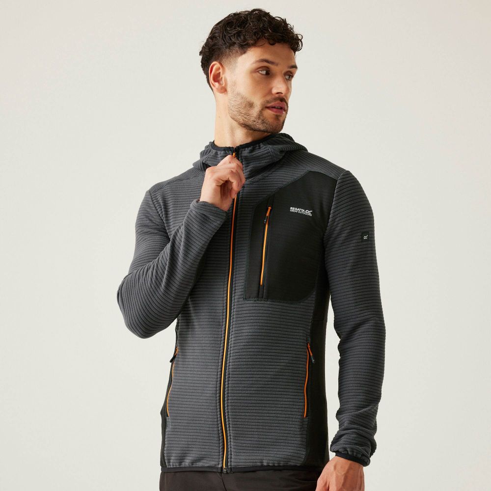 Regatta Muški duks na kopčanje sa kapuljačom Lakewright Fleece Ash/Black slika 4