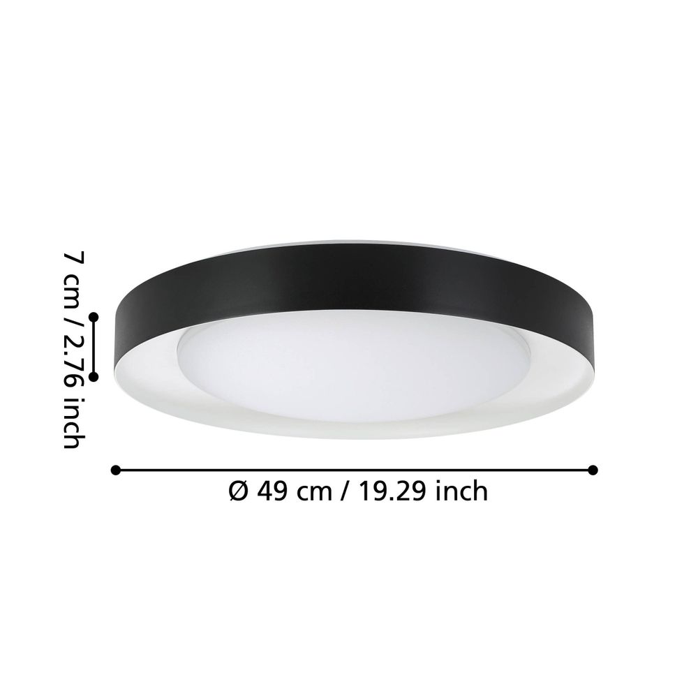 Eglo plafonjera 'Laurito' - LED, 24W, 2160lm, dimabilna, daljinski upravljač, crna slika 5