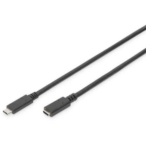 Digitus USB kabel USB 2.0 USB-C® utičnica, USB-C® utikač 1.50 m crna fleksibilan, zaštićen s folijom, pletena zaštita AK-300210-015-S slika 1