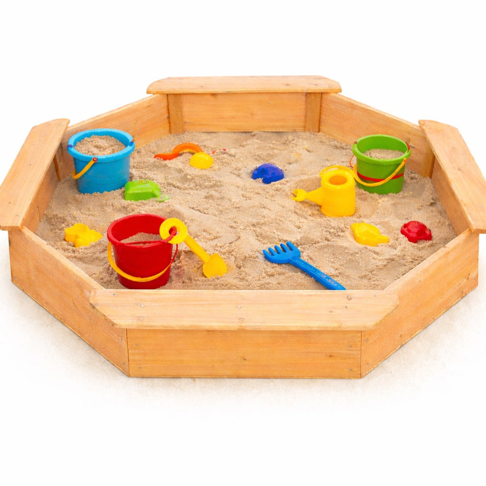 Kinder Home Drveni pješčanik sa sjedištima 134,5×134,5cm slika 2