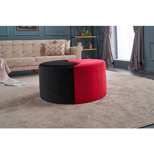 Atelier Del Sofa Tabure, Crno Crvena, Alis Puf - Red, Black slika 2