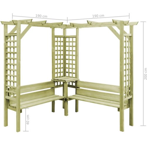 Kutna pergola s klupom od impregnirane borovine slika 10