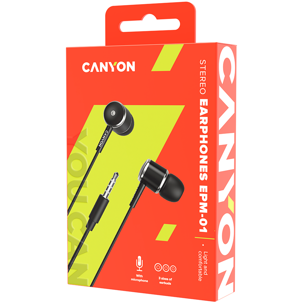 CANYON EPM-01 Stereo slušalice sa mikrofonom, Crne slika 2