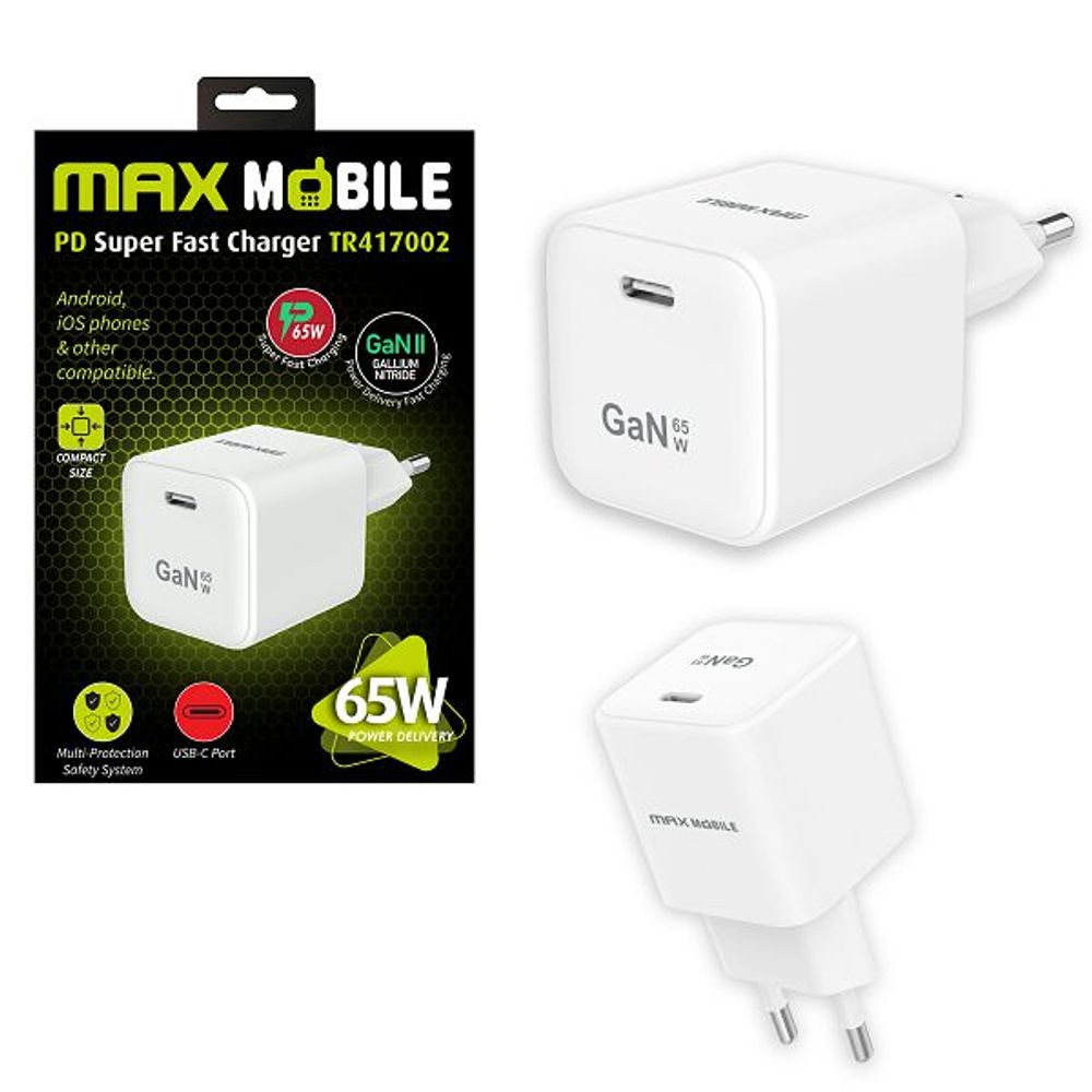 MAXMOBILE KUĆNI PUNJAČ PD SUPER FAST CHARGE,Type C GAN II TR417002,65W slika 1